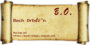 Bech Orbán névjegykártya